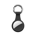 Round Shape Anti-scratch Shockproof Silicone Protective Cover Case with Keychain Hook Loop For AirTag(Black)