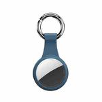 Round Shape Anti-scratch Shockproof Silicone Protective Cover Case with Keychain Hook Loop For AirTag(Blue)