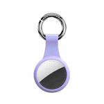 Round Shape Anti-scratch Shockproof Silicone Protective Cover Case with Keychain Hook Loop For AirTag(Purple)