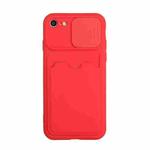 For iPhone SE 2022 / SE 2020 / 8 / 7 Sliding Camera Cover Design TPU Protective Case with Card Slot(Red)