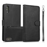 For iPhone X / XS Calf Texture 2 in 1 Detachable Magnetic Back Cover Horizontal Flip Leather Case with Holder & Card Slots & Wallet & Photo Frame(Black)