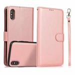 For iPhone X / XS Calf Texture 2 in 1 Detachable Magnetic Back Cover Horizontal Flip Leather Case with Holder & Card Slots & Wallet & Photo Frame(Rose Gold)