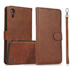 For iPhone XR Calf Texture 2 in 1 Detachable Magnetic Back Cover Horizontal Flip Leather Case with Holder & Card Slots & Wallet & Photo Frame(Brown)