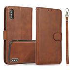 For iPhone XS Max Calf Texture 2 in 1 Detachable Magnetic Back Cover Horizontal Flip Leather Case with Holder & Card Slots & Wallet & Photo Frame(Brown)