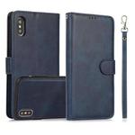For iPhone XS Max Calf Texture 2 in 1 Detachable Magnetic Back Cover Horizontal Flip Leather Case with Holder & Card Slots & Wallet & Photo Frame(Blue)