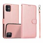 For iPhone 11 Calf Texture 2 in 1 Detachable Magnetic Back Cover Horizontal Flip Leather Case with Holder & Card Slots & Wallet & Photo Frame (Rose Gold)