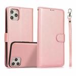 For iPhone 11 Pro Max Calf Texture 2 in 1 Detachable Magnetic Back Cover Horizontal Flip Leather Case with Holder & Card Slots & Wallet & Photo Frame (Rose Gold)