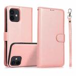 For iPhone 12 mini Calf Texture 2 in 1 Detachable Magnetic Back Cover Horizontal Flip Leather Case with Holder & Card Slots & Wallet & Photo Frame (Rose Gold)