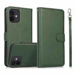 For iPhone 12 mini Calf Texture 2 in 1 Detachable Magnetic Back Cover Horizontal Flip Leather Case with Holder & Card Slots & Wallet & Photo Frame   (Green)