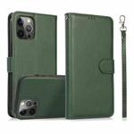 For iPhone 12 Pro Max Calf Texture 2 in 1 Detachable Magnetic Back Cover Horizontal Flip Leather Case with Holder & Card Slots & Wallet & Photo Frame (Green)