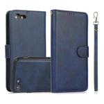 For iPhone SE 2022 / SE 2020 / 8 / 7 Calf Texture 2 in 1 Detachable Magnetic Back Cover Horizontal Flip Leather Case with Holder & Card Slots & Wallet & Photo Frame(Blue)