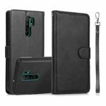 For Xiaomi Redmi 9 Calf Texture 2 in 1 Detachable Magnetic Back Cover Horizontal Flip Leather Case with Holder & Card Slots & Wallet & Photo Frame(Black)