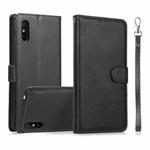 For Xiaomi Redmi 9A Calf Texture 2 in 1 Detachable Magnetic Back Cover Horizontal Flip Leather Case with Holder & Card Slots & Wallet & Photo Frame(Black)