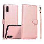 For Xiaomi Redmi 9A Calf Texture 2 in 1 Detachable Magnetic Back Cover Horizontal Flip Leather Case with Holder & Card Slots & Wallet & Photo Frame(Rose Gold)