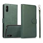 For Xiaomi Redmi 9A Calf Texture 2 in 1 Detachable Magnetic Back Cover Horizontal Flip Leather Case with Holder & Card Slots & Wallet & Photo Frame (Green)