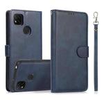 For Xiaomi Redmi 9C Calf Texture 2 in 1 Detachable Magnetic Back Cover Horizontal Flip Leather Case with Holder & Card Slots & Wallet & Photo Frame(Blue)
