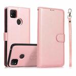 For Xiaomi Redmi 9C Calf Texture 2 in 1 Detachable Magnetic Back Cover Horizontal Flip Leather Case with Holder & Card Slots & Wallet & Photo Frame(Rose Gold)