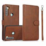 For Xiaomi Redmi Note 8 Calf Texture 2 in 1 Detachable Magnetic Back Cover Horizontal Flip Leather Case with Holder & Card Slots & Wallet & Photo Frame(Brown)