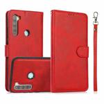 For Xiaomi Redmi Note 8 Calf Texture 2 in 1 Detachable Magnetic Back Cover Horizontal Flip Leather Case with Holder & Card Slots & Wallet & Photo Frame(Red)