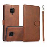 For Xiaomi Redmi Note 9s Calf Texture 2 in 1 Detachable Magnetic Back Cover Horizontal Flip Leather Case with Holder & Card Slots & Wallet & Photo Frame(Brown)