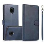 For Xiaomi Redmi Note 9s Calf Texture 2 in 1 Detachable Magnetic Back Cover Horizontal Flip Leather Case with Holder & Card Slots & Wallet & Photo Frame(Blue)