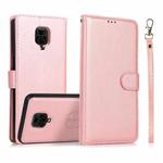 For Xiaomi Redmi Note 9s Calf Texture 2 in 1 Detachable Magnetic Back Cover Horizontal Flip Leather Case with Holder & Card Slots & Wallet & Photo Frame(Rose Gold)