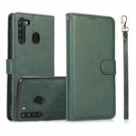 For Samsung Galaxy A21 Calf Texture 2 in 1 Detachable Magnetic Back Cover Horizontal Flip Leather Case with Holder & Card Slots & Wallet & Photo Frame(Green)