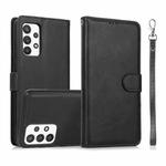 For Samsung Galaxy A32 Calf Texture 2 in 1 Detachable Magnetic Back Cover Horizontal Flip Leather Case with Holder & Card Slots & Wallet & Photo Frame(Black)