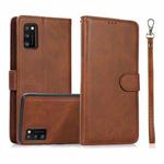 For Samsung Galaxy A41 Calf Texture 2 in 1 Detachable Magnetic Back Cover Horizontal Flip Leather Case with Holder & Card Slots & Wallet & Photo Frame(Brown)