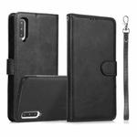 For Samsung Galaxy A50 Calf Texture 2 in 1 Detachable Magnetic Back Cover Horizontal Flip Leather Case with Holder & Card Slots & Wallet & Photo Frame(Black)