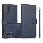 For Samsung Galaxy A71 Calf Texture 2 in 1 Detachable Magnetic Back Cover Horizontal Flip Leather Case with Holder & Card Slots & Wallet & Photo Frame(Blue)