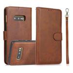 For Samsung Galaxy S10e Calf Texture 2 in 1 Detachable Magnetic Back Cover Horizontal Flip Leather Case with Holder & Card Slots & Wallet & Photo Frame(Brown)