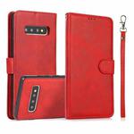For Samsung Galaxy S10 Calf Texture 2 in 1 Detachable Magnetic Back Cover Horizontal Flip Leather Case with Holder & Card Slots & Wallet & Photo Frame(Red)