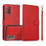 For Samsung Galaxy S20 Calf Texture 2 in 1 Detachable Magnetic Back Cover Horizontal Flip Leather Case with Holder & Card Slots & Wallet & Photo Frame(Red)