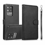 For Samsung Galaxy S20 Ultra Calf Texture 2 in 1 Detachable Magnetic Back Cover Horizontal Flip Leather Case with Holder & Card Slots & Wallet & Photo Frame(Black)
