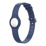 Mutural 2 in 1 Pet Collar Silicone Protective Case for AirTag(Navy Blue)