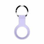 Mutural Liquid Silicone Protective Case with Key Ring for AirTag(Lavender)
