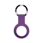 Mutural Liquid Silicone Protective Case with Key Ring for AirTag(Dark Purple)