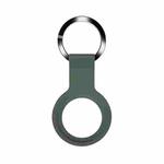 Mutural Liquid Silicone Protective Case with Key Ring for AirTag(Dark Green)
