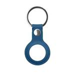 Mutural PU Leather Protective Case with Key Ring for AirTag(Dark Blue)