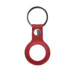 Mutural PU Leather Protective Case with Key Ring for AirTag(Red)