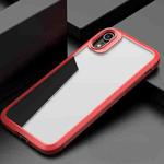 For iPhone XR iPAKY MG Series Carbon Fiber Texture Shockproof TPU+ Transparent PC Case(Red)