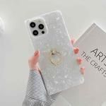 Shell Pattern Straight-Edge Soft TPU Protective Case with Ring Holder For iPhone 12 / 12 Pro(White)