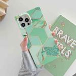 Electroplating Soft TPU Straight-Edge Protective Case For iPhone 11 Pro(Green Lattice)