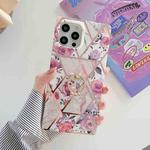Plating Splicing Pattern Soft TPU Straight-Edge Protective Case with Ring Holder For iPhone 11 Pro(Retro Flowers)
