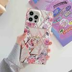 Plating Splicing Pattern Soft TPU Straight-Edge Protective Case with Ring Holder For iPhone 11(Retro Flowers)