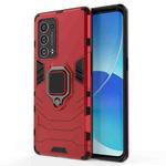 For OPPO Reno6 Pro+ 5G Shockproof PC + TPU Protective Case with Magnetic Ring Holder(Red)