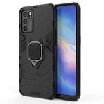 For OPPO Reno6 5G Shockproof PC + TPU Protective Case with Magnetic Ring Holder(Black)