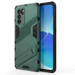 For OPPO Reno6 Pro 5G Punk Armor 2 in 1 PC + TPU Shockproof Case with Invisible Holder(Green)