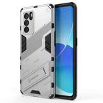 For OPPO Reno6 Pro 5G Punk Armor 2 in 1 PC + TPU Shockproof Case with Invisible Holder(White)